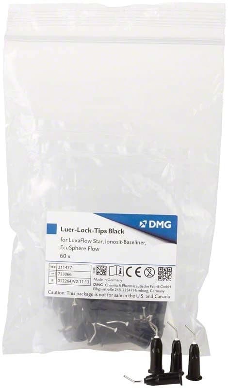 Luer-Lock Tips bent Black 60 vnt. – oficiali DMG produkto nuotrauka