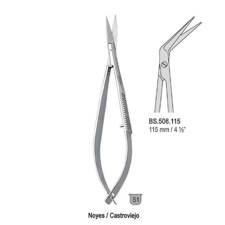 Scissors Noyes/Castroviejo angled 115mm – oficiali Falcon Medical produkto nuotrauka