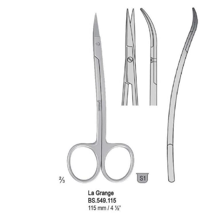 Scissors La Grange S-Shape 115mm – oficiali Falcon Medical produkto nuotrauka