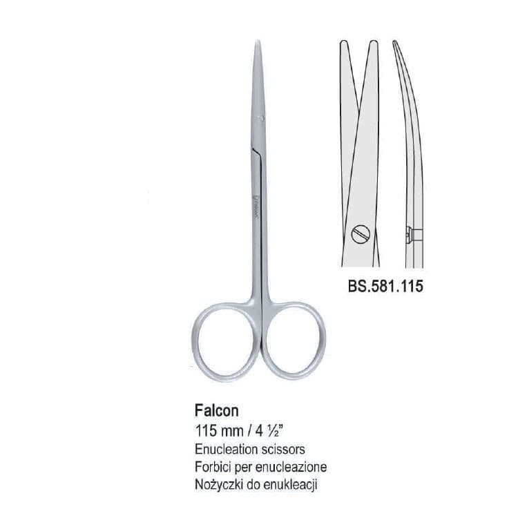 Scissors enucleation Falcon curved 115mm – oficiali Falcon Medical produkto nuotrauka