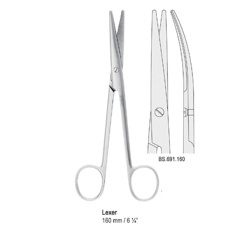 Scissors operating Lexer curved 160mm – oficiali Falcon Medical produkto nuotrauka