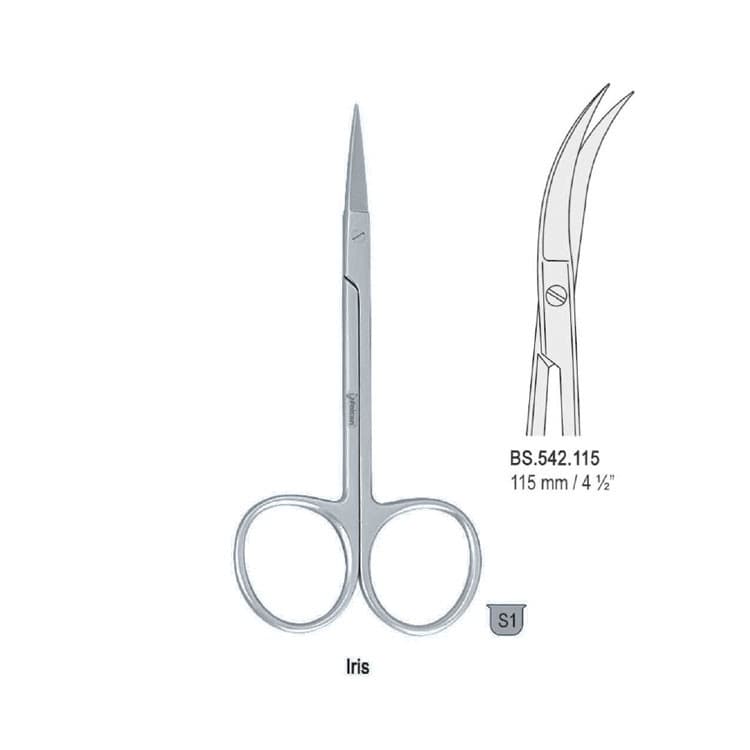 Scissors Iris side curved 115mm – oficiali Falcon Medical produkto nuotrauka
