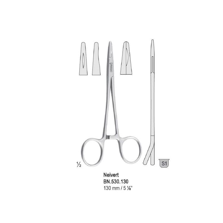Needle holder Neivert 1-offset ring 130mm – oficiali Falcon Medical produkto nuotrauka