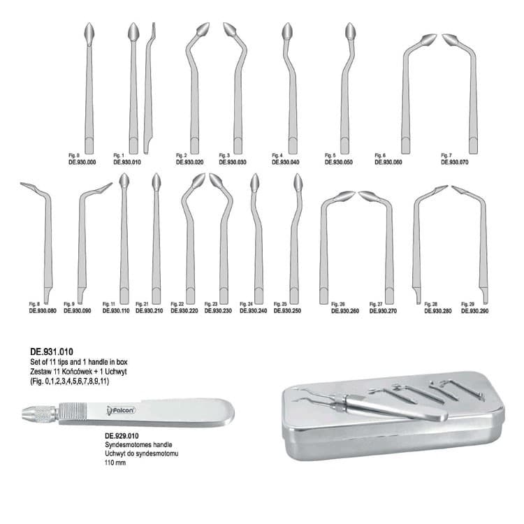 Syndesmotomes Falcon set of 11 – oficiali Falcon Medical produkto nuotrauka