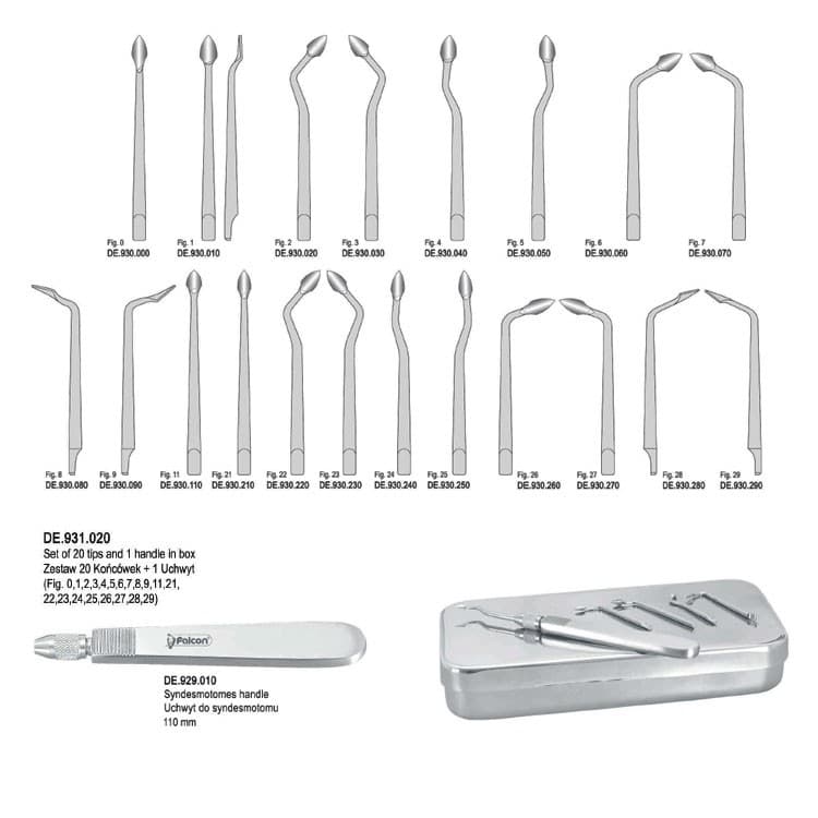 Syndesmotomes Falcon set of 20 – oficiali Falcon Medical produkto nuotrauka