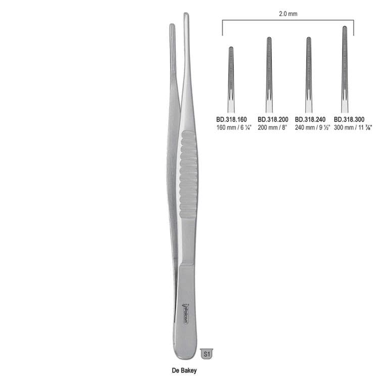 Forceps tissue DeBakey atraumatic 2.0mm/240mm – oficiali Falcon Medical produkto nuotrauka
