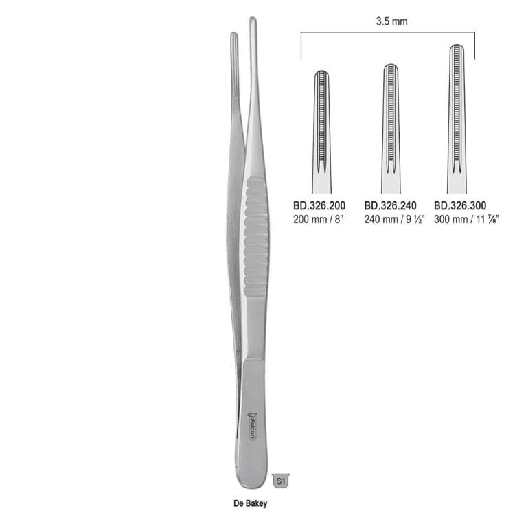 Forceps tissue DeBakey atraumatic 3.5mm/300mm – oficiali Falcon Medical produkto nuotrauka