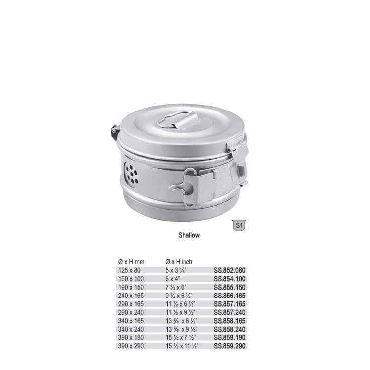 Sterilizing drum Ø 190 x 150mm – oficiali Falcon Medical produkto nuotrauka