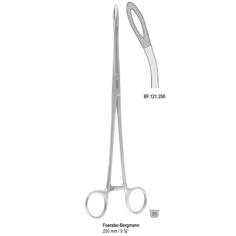 Forceps sponge Foerster-Bergmann curved 250mm – oficiali Falcon Medical produkto nuotrauka
