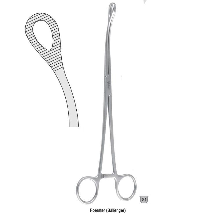 Forceps sponge Foerster (Ballenger) serrated curved 250mm – oficiali Falcon Medical produkto nuotrauka