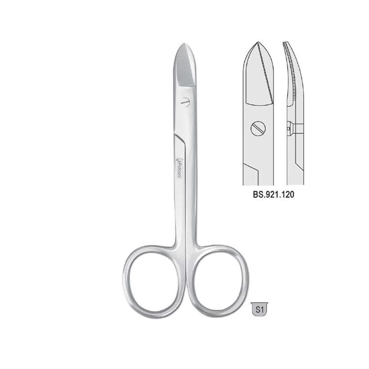 Scissors crown Bee Bee curved 120mm saw edge – oficiali Falcon Medical produkto nuotrauka