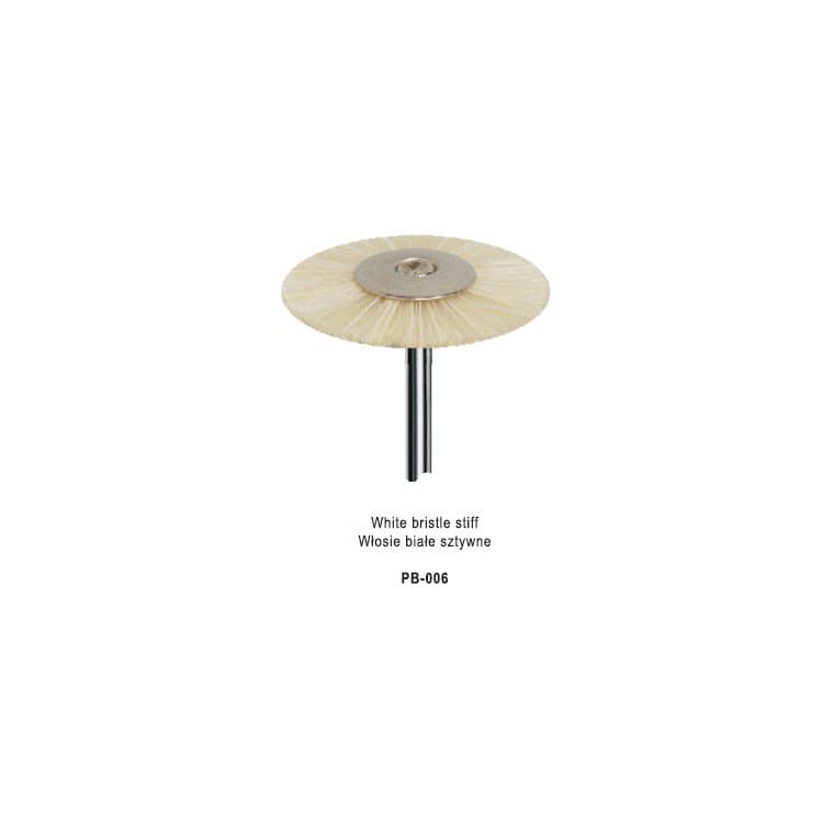 Mounted wheel polisher Ø 21mm white bristle HP – oficiali Falcon Medical produkto nuotrauka