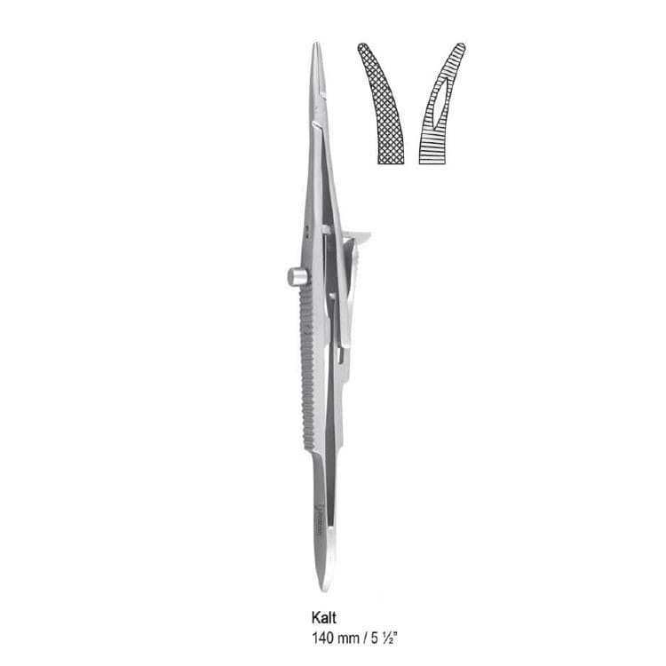Needle holder Kalt curved 140mm – oficiali Falcon Medical produkto nuotrauka