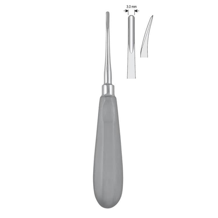 Luxation elevator curved 3mm fig. 4 – oficiali Falcon Medical produkto nuotrauka