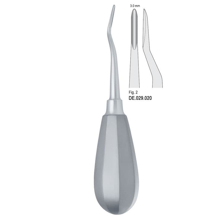 Elevator Bein 3mm fig. 2 bayonet mesial – oficiali Falcon Medical produkto nuotrauka