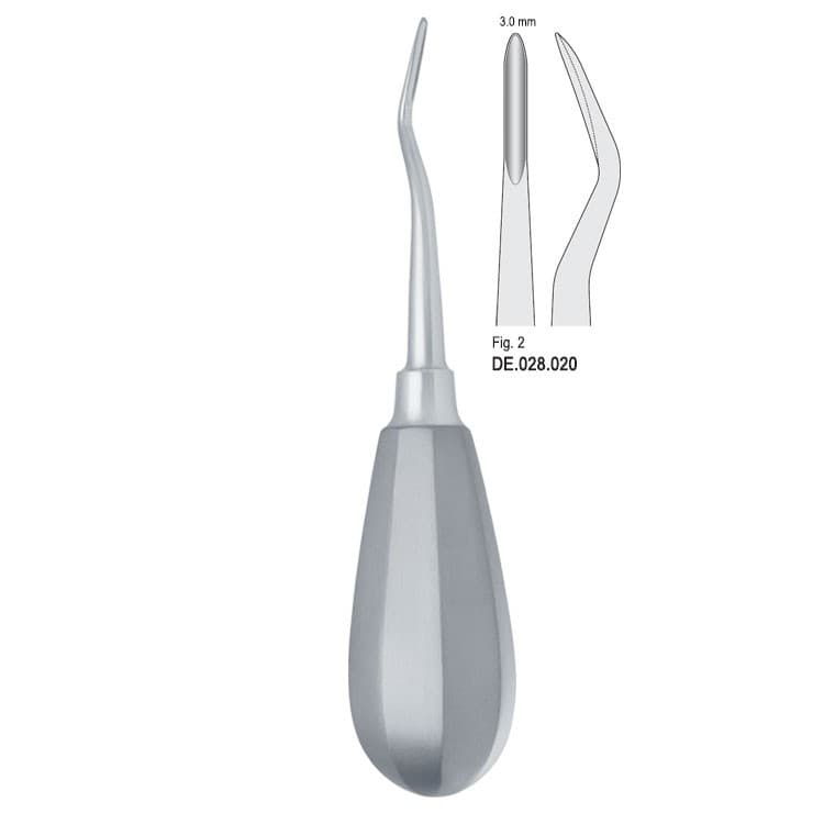 Elevator Bein 3mm fig. 2 bayonet distal – oficiali Falcon Medical produkto nuotrauka