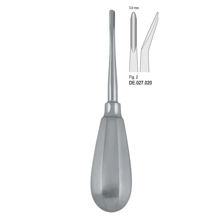 Elevator Bein 3mm fig. 2 deep curved – oficiali Falcon Medical produkto nuotrauka