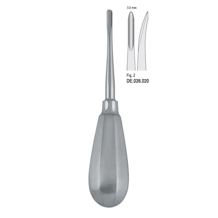 Elevator Bein 3mm fig. 2 curved – oficiali Falcon Medical produkto nuotrauka