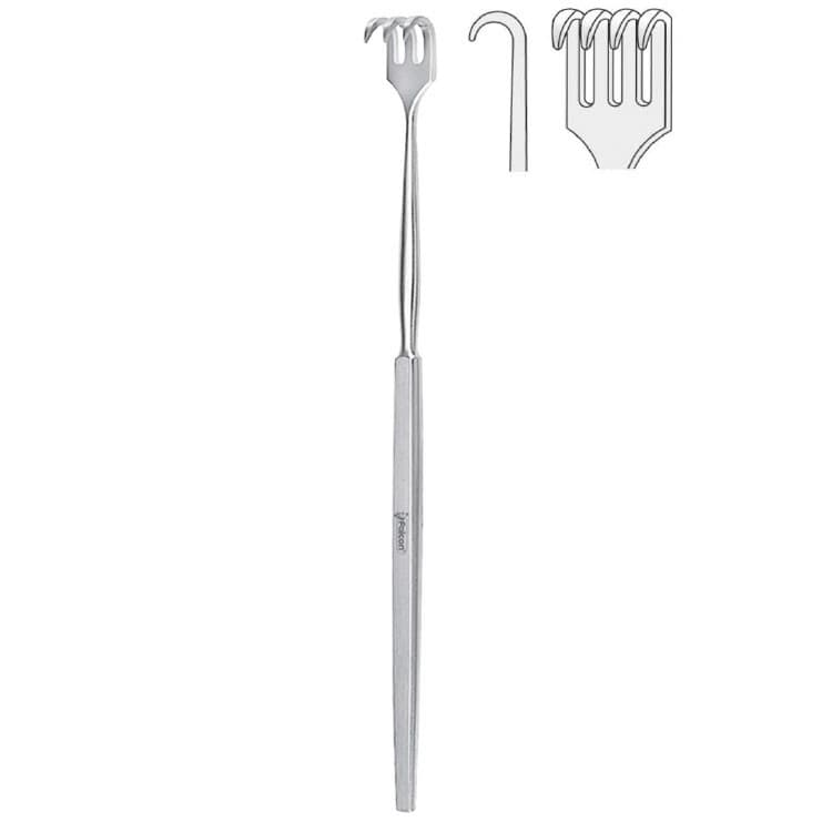 Retractor Falcon 4-prong semi-sharp 160mm – oficiali Falcon Medical produkto nuotrauka
