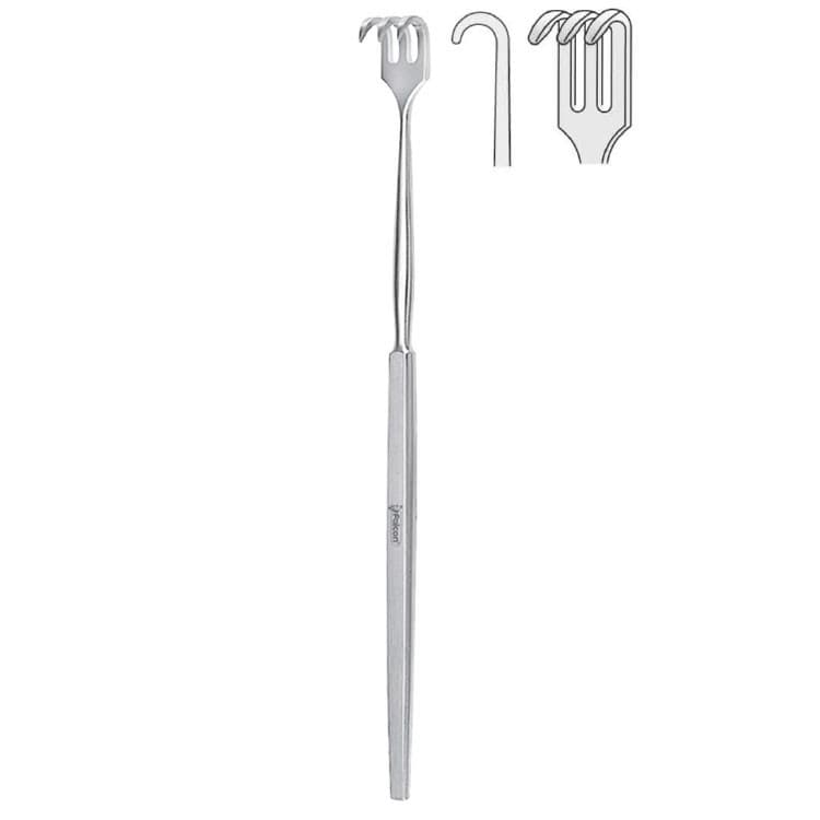 Retractor Falcon 3-prong blunt 160mm – oficiali Falcon Medical produkto nuotrauka