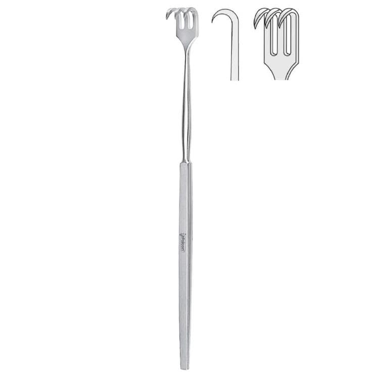 Retractor Falcon 3-prong sharp 160mm – oficiali Falcon Medical produkto nuotrauka