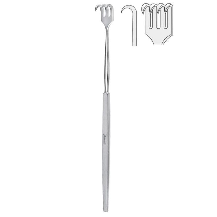 Retractor Falcon 4-prong sharp 160mm – oficiali Falcon Medical produkto nuotrauka