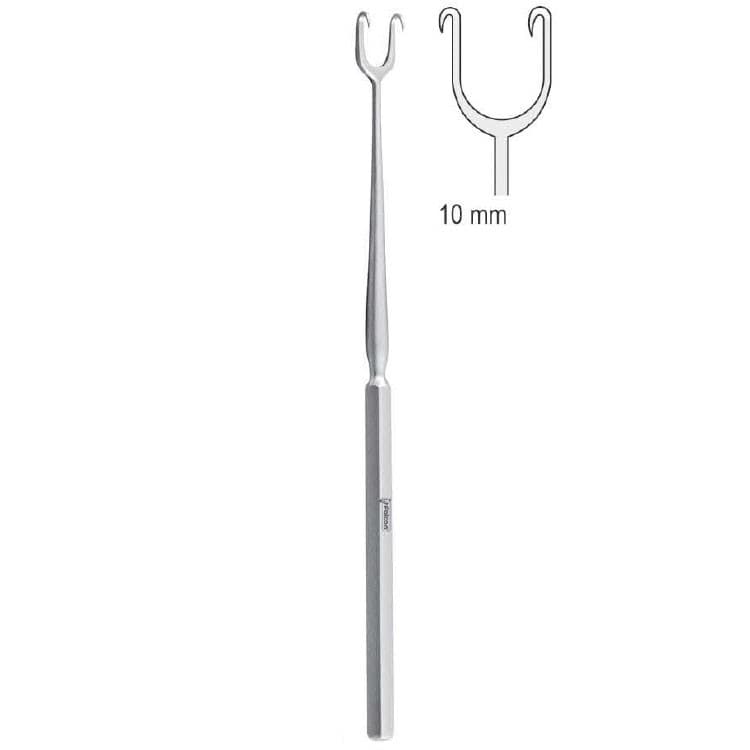 Hook McIndoe 2-prongs sharp 10mm, 150mm – oficiali Falcon Medical produkto nuotrauka