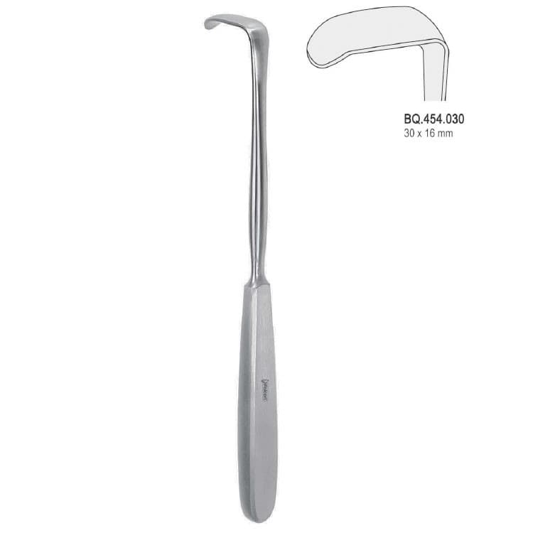 Retractor Langenbeck hollow handle 30x16mm, 220mm – oficiali Falcon Medical produkto nuotrauka