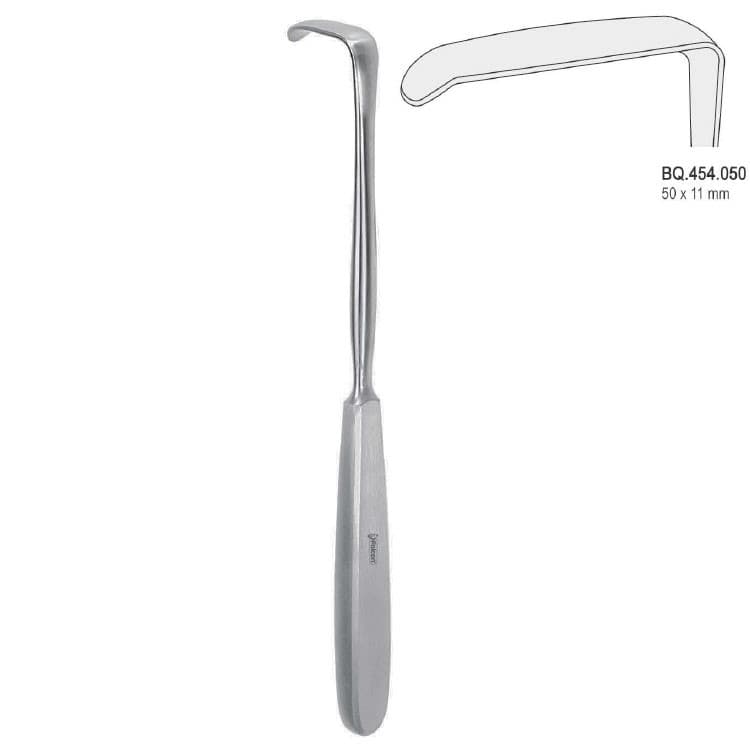 Retractor Langenbeck hollow handle 50x11mm, 220mm – oficiali Falcon Medical produkto nuotrauka