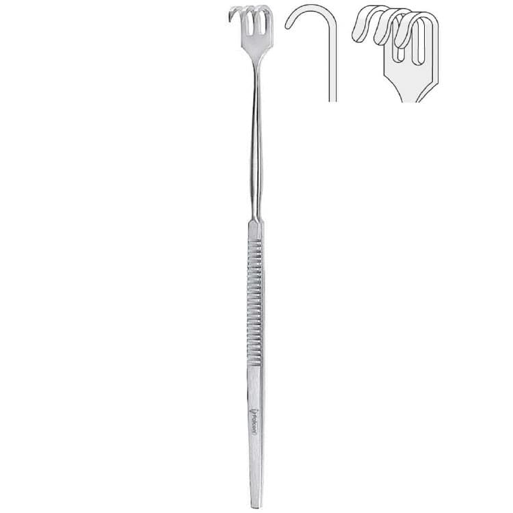 Retractor Falcon 3-prong blunt 160mm – oficiali Falcon Medical produkto nuotrauka