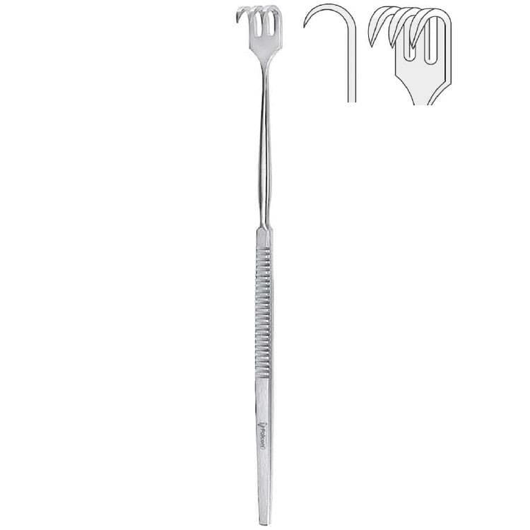 Retractor Falcon 3-prong sharp 160mm – oficiali Falcon Medical produkto nuotrauka