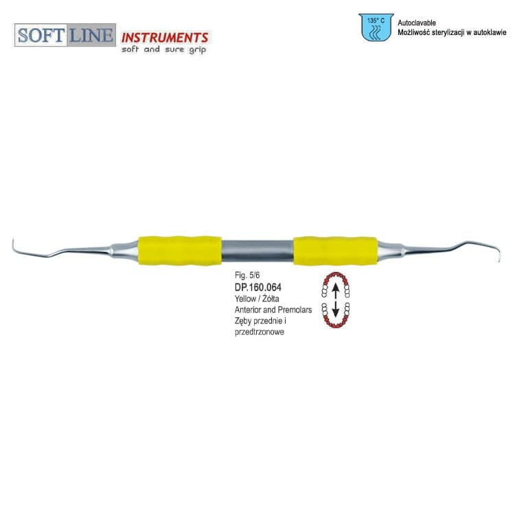 Soft-Line Curette Gracey de fig. 5/6 (Yellow) – oficiali Falcon Medical produkto nuotrauka