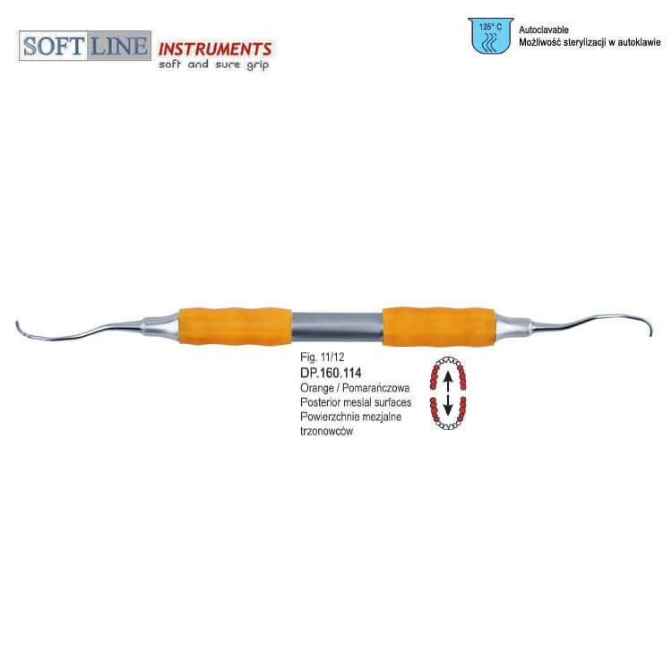 Soft-Line Curette Gracey de fig. 11/12 (Orange) – oficiali Falcon Medical produkto nuotrauka