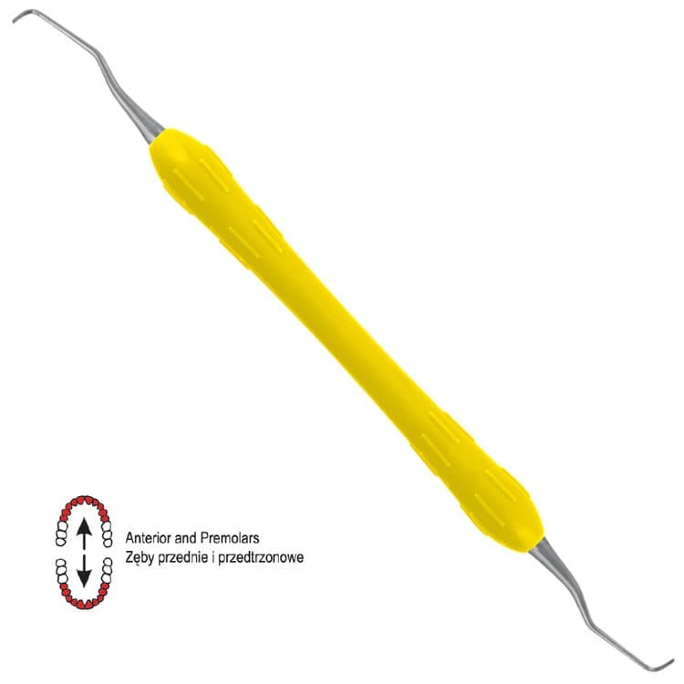 Easy-Color Curette Gracey standard de fig. 5/6 (Yellow) – oficiali Falcon Medical produkto nuotrauka