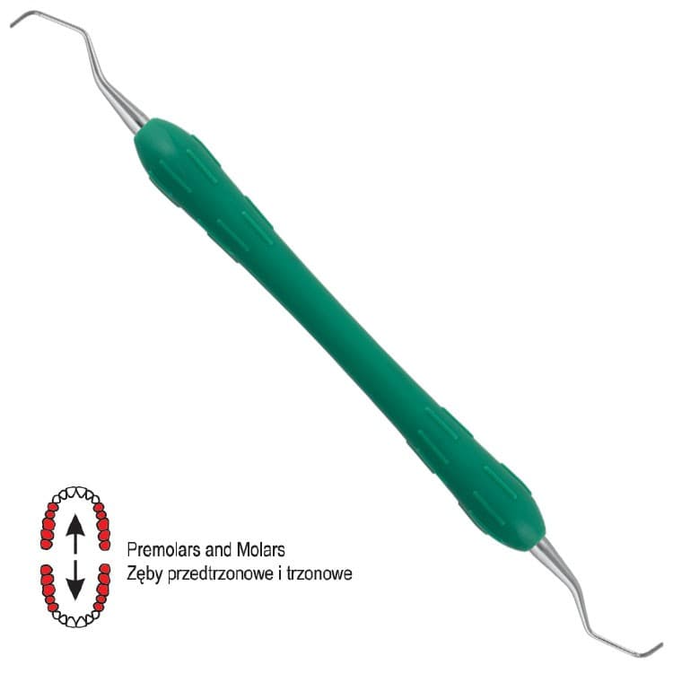 Easy-Color Curette Gracey standard de fig. 7/8 (Green) – oficiali Falcon Medical produkto nuotrauka