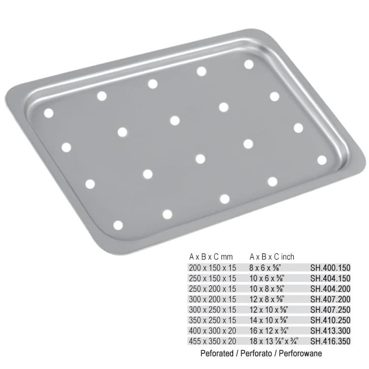 Mayo tray perforated 400 x 300 x 20mm – oficiali Falcon Medical produkto nuotrauka