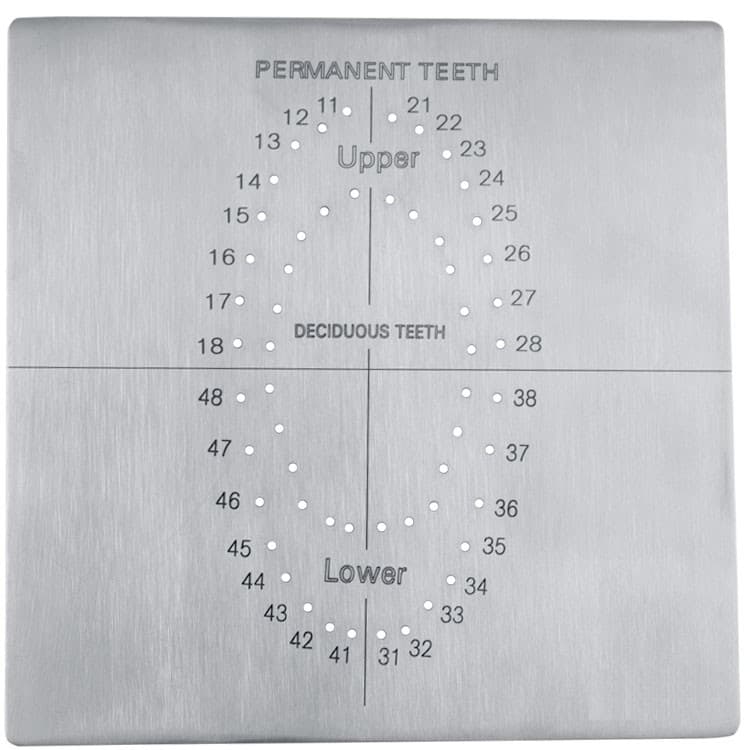 Rubber dam template stainless steel 150 x 150 mm – oficiali Falcon Medical produkto nuotrauka