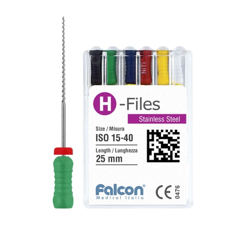 SS H-Files 25mm (6 pieces) – oficiali Falcon Medical produkto nuotrauka