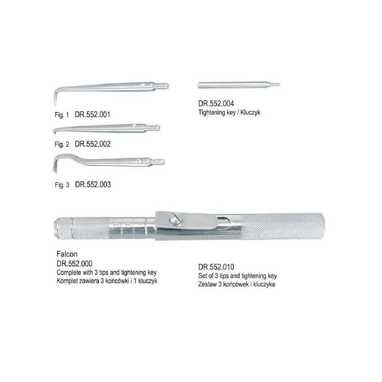 Falcon semi-automatic crown remover, complete set – oficiali Falcon Medical produkto nuotrauka