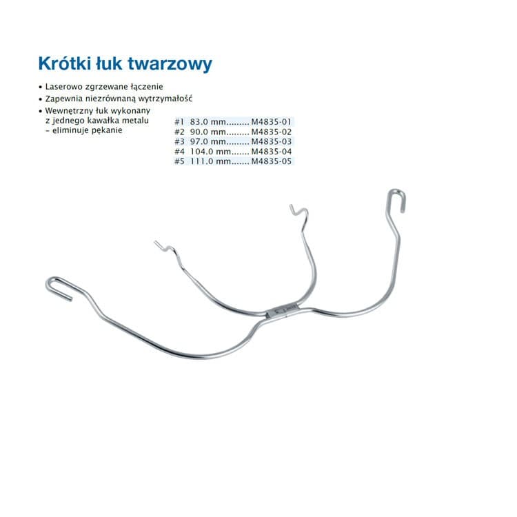 Krótki łuk twarzowy z pętlą #5 111mm – oficiali Falcon Medical produkto nuotrauka