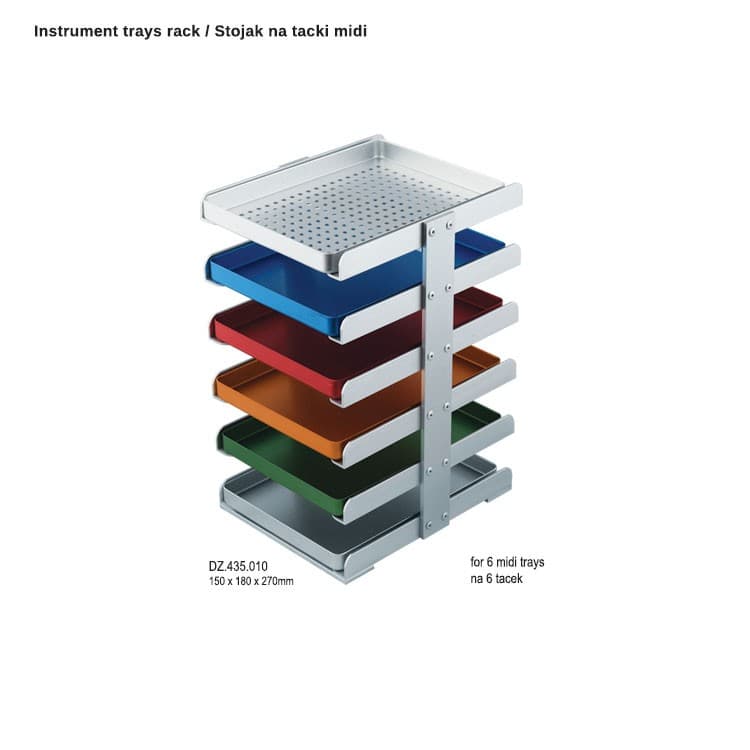 Instrument tray rack for 6 Midi trays – oficiali Falcon Medical produkto nuotrauka
