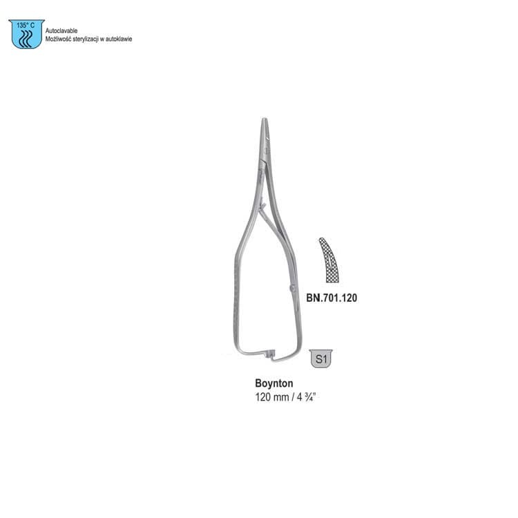 Needle holder Boynton curved 120mm – oficiali Falcon Medical produkto nuotrauka