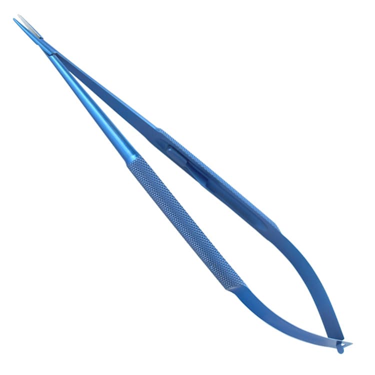 Titanium micro Needle holder round handle straight 185mm – oficiali Falcon Medical produkto nuotrauka
