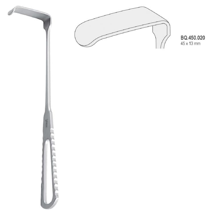 Retractor Langenbeck-English Pattern 45x13mm, 220mm – oficiali Falcon Medical produkto nuotrauka
