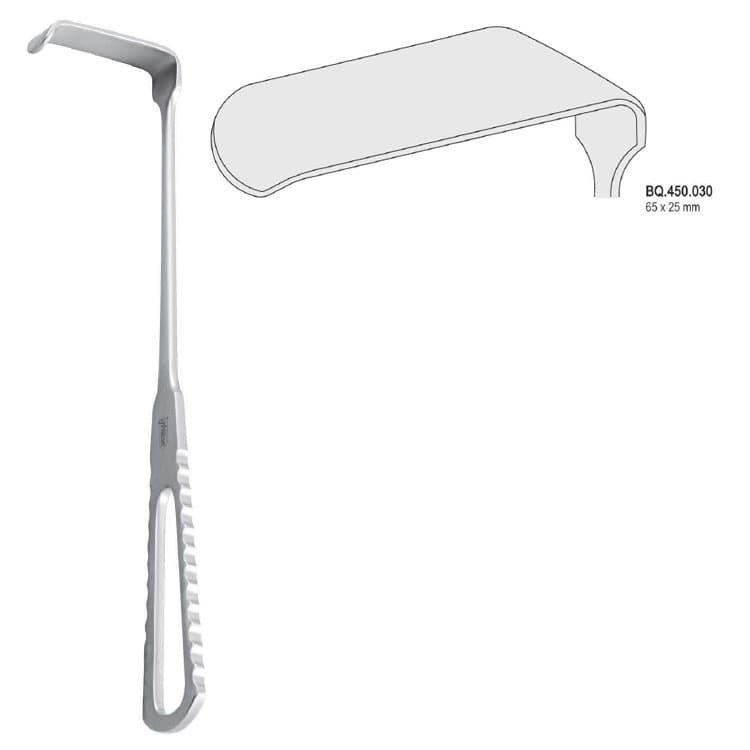 Retractor Langenbeck-English Pattern 65x25mm, 220mm – oficiali Falcon Medical produkto nuotrauka