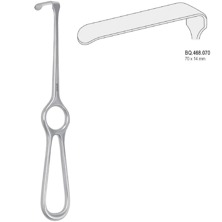 Retractor Kocher-Langenbeck 70x14mm, 215mm – oficiali Falcon Medical produkto nuotrauka