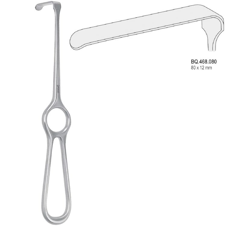 Retractor Kocher-Langenbeck 80x12mm, 215mm – oficiali Falcon Medical produkto nuotrauka