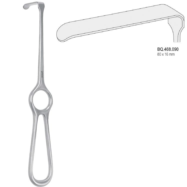 Retractor Kocher-Langenbeck 80x16mm, 215mm – oficiali Falcon Medical produkto nuotrauka