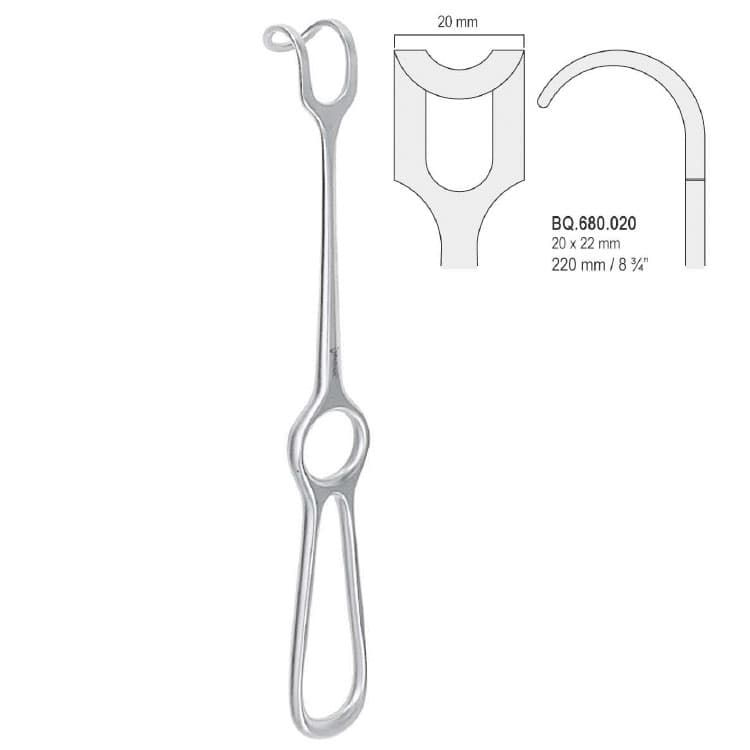 Retractor Middeldorpf 20x22mm, 220mm – oficiali Falcon Medical produkto nuotrauka