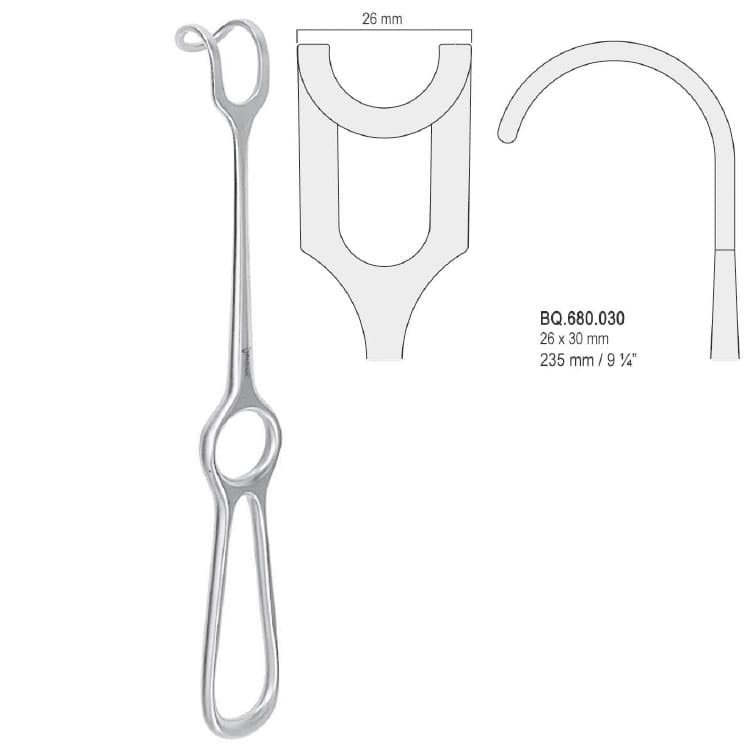 Retractor Middeldorpf 26x30mm, 235mm – oficiali Falcon Medical produkto nuotrauka